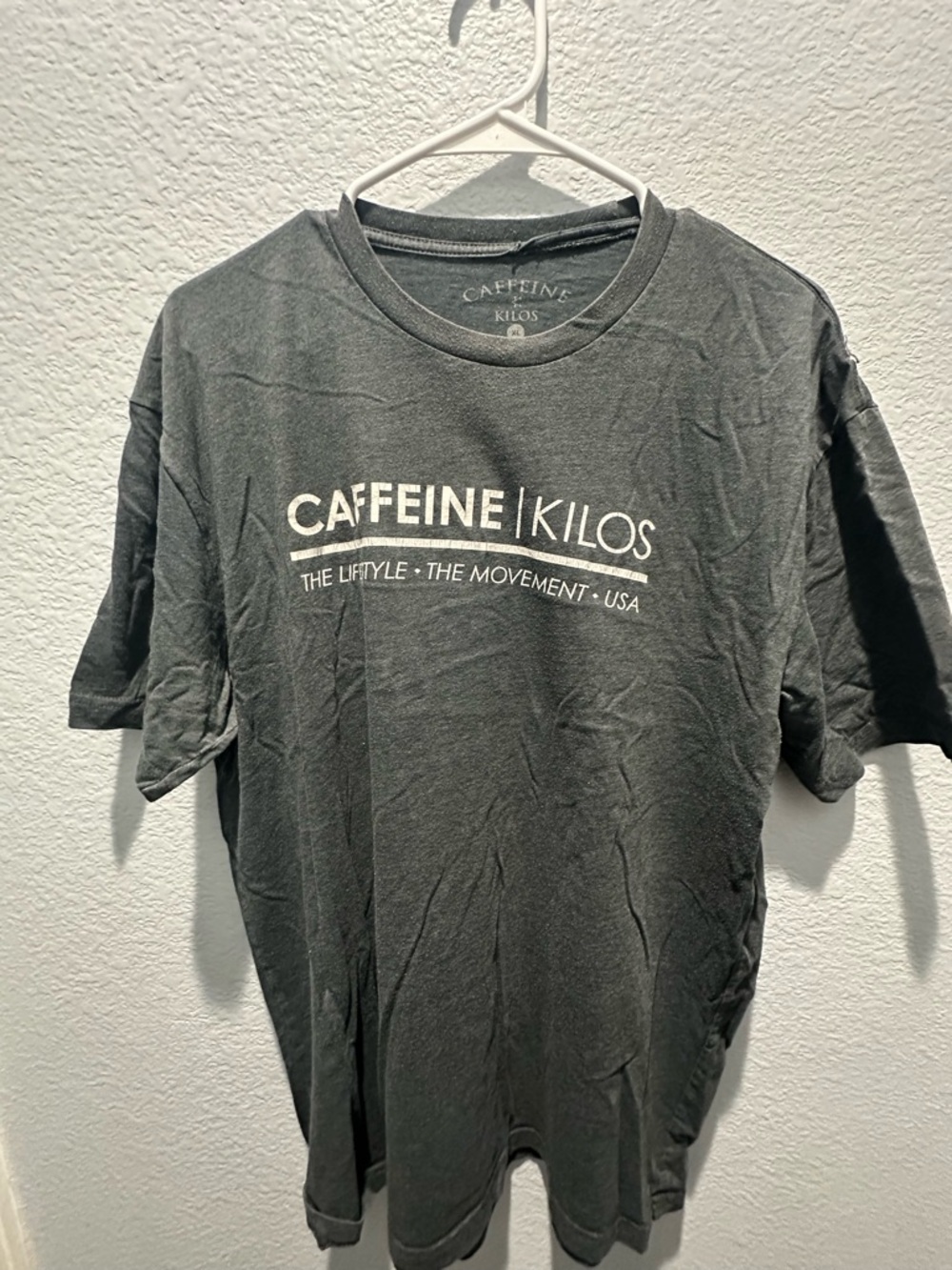Men's Gray Caffeine and Kilos Tee